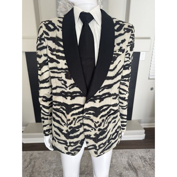 Dolce & Gabbana Zebra Print Blazer Jacket Black and Ivory Statement Piece Size